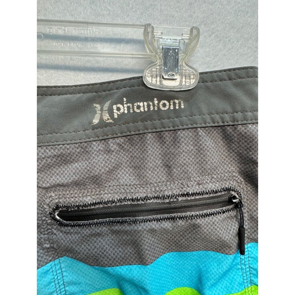 Hurley Phantom Mens Board Shorts Size 34 Gray/Green/Blue Polyester Surfwear - Picture 4 of 10